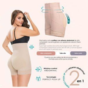 Extra short butt lift with tummy control./ Short levanta glúteos costillero.